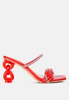 London Rag Big Plan Diamante Detail Mid Heel Sandals In Red