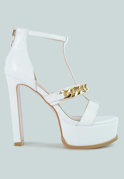 London Rag Bonita Metal Chain Zip Up Sandal In White