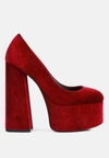 London Rag Old Novelty Platform Heel Velvet Pumps In White
