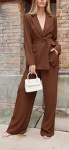 Six/fifty Elena Pinstripe Trousers In Brown In Brown