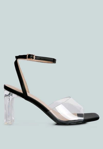 London Rag Twinkle Clear Block Heel Sandal In Black