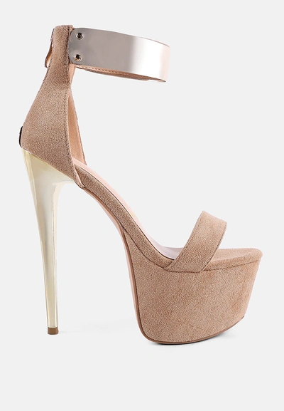 London Rag Cosmo Girl Metal Band High Heeled Sandals In Latte
