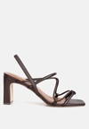 London Rag Two Strings Slingback Mid Heel Block Sandals In Gold