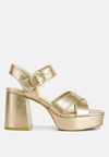 London Rag Adore Strappy Block Heel Sandals In Gold