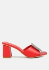 London Rag High Sass Diamante Set High Block Heeled Sandals In Red