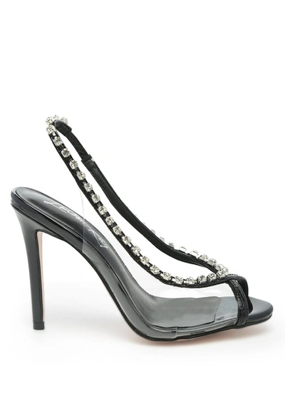 London Rag Camarine Clear Stiletto Sling-back Sandal In Black