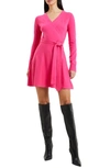 French Connection Womens Above Knee Surplice Sweaterdress In Fuschia