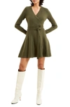 French Connection Babysoft Wrap Mini Dress Olive Night In Olive Night
