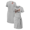 WEAR BY ERIN ANDREWS WEAR BY ERIN ANDREWS HEATHER GRAY SAN FRANCISCO GIANTS  KNOTTED T-SHIRT DRESS