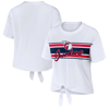 Wear By Erin Andrews White Cleveland Guardians Front Tie T-shirt In White