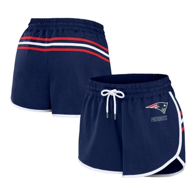 Wear By Erin Andrews Women's  Navy New England Patriots Hem Shorts