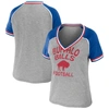 Wear By Erin Andrews Women's  Heather Gray Buffalo Bills Plus Size Throwback Raglan V-neck T-shirt In Heather Gray