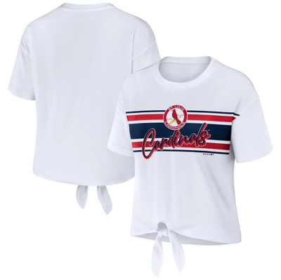 Wear By Erin Andrews Women's  White St. Louis Cardinals Front Tie T-shirt