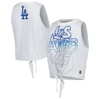 The Wild Collective Gray Los Angeles Dodgers Twisted Tie Front Tank Top In Gray