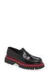 Ferragamo Mocassins With Lettering In Nero Nero Nero