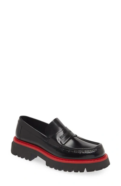 Ferragamo Black Chunky Loafers