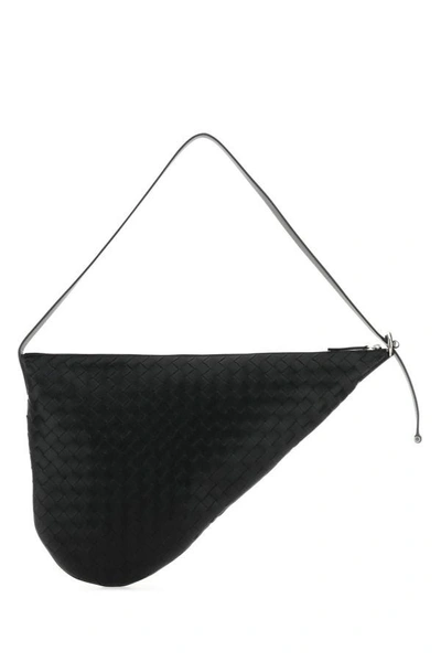 Bottega Veneta Black Silver Intrecciato-woven Leather Shoulder Bag