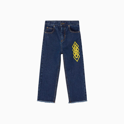 The Animals Observatory Kids' Printed Logo Jeans In Blue