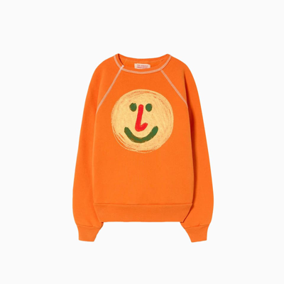 The Animals Observatory Kids' Shark Smiley-print Sweatshirt In Orange