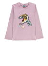 Kenzo Tiger-print Cotton T-shirt In Pink