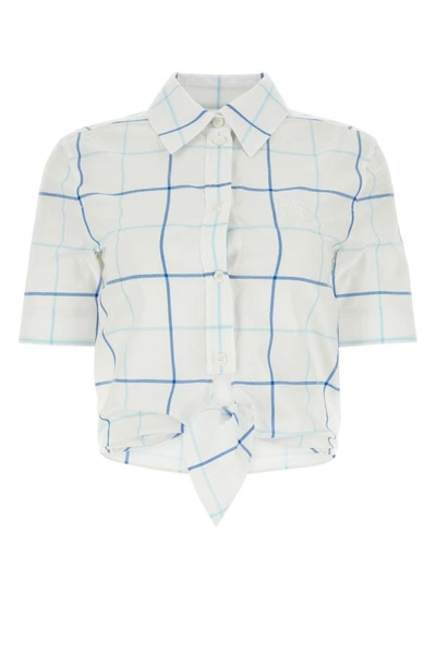 Burberry Woman Embroidered Poplin Shirt In Multicolor