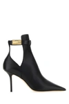JIMMY CHOO JIMMY CHOO WOMAN BLACK LEATHER NELL 85 ANKLE BOOTS