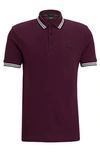 Hugo Boss Cotton Polo Shirt With Contrast Logo Details In Open Pink