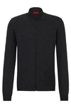 Hugo Boss Slim-fit Zip-up Knitted Jacket In Virgin Wool In Black