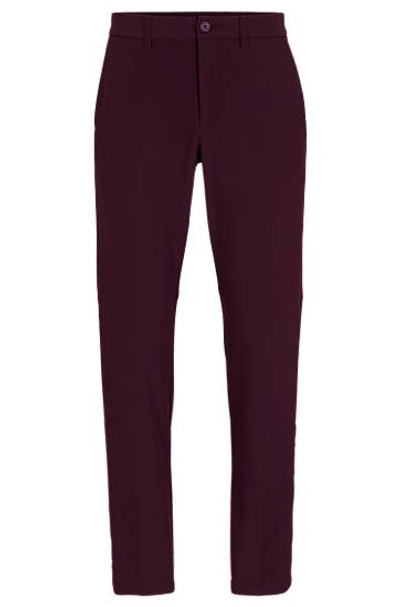 Hugo Boss Slim-fit Chinos In Easy-iron Four-way Stretch Fabric In Purple