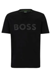 Hugo Boss Cotton-jersey T-shirt With Decorative Reflective Hologram Logo In Black