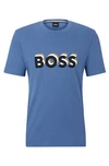 Hugo Boss Cotton-jersey T-shirt With Logo In Signature Colours In Blue