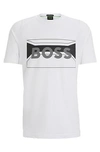 Hugo Boss Cotton-blend Regular-fit T-shirt With Logo Artwork In White