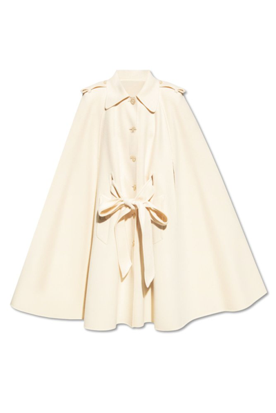 Gucci Cap Sleeved Coat In Beige