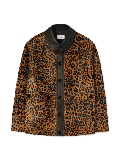 St John Leopard Print Calf Hair Jacket In Black/vicuna Multi