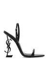 Saint Laurent Opyum Ysl Logo-heel Sandals With Black Hardware In Nero