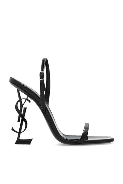 Saint Laurent Opyum Logo Plaque Sandals In Nero