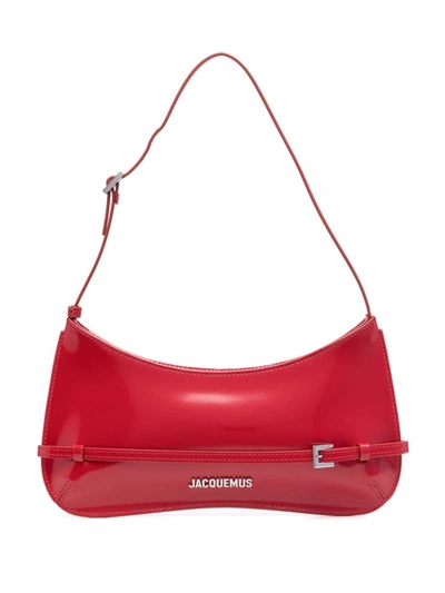 Jacquemus Le Bisou Ceinture Patent Shoulder Bag In Red