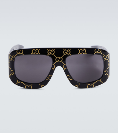 Gucci Eyewear Shield Frame Sunglasses In Black