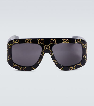 Gucci Eyewear Shield Frame Sunglasses In Nero