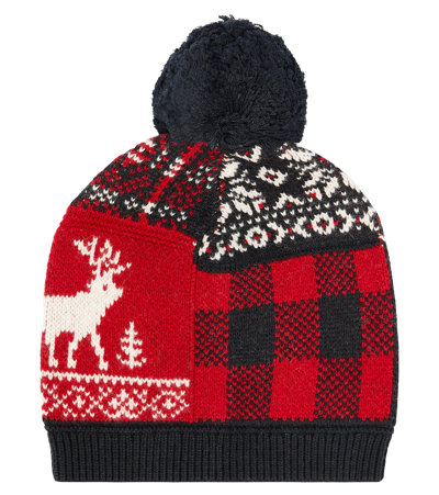 Polo Ralph Lauren Kids' Patchwork Wool And Cotton-blend Beanie In Multicoloured