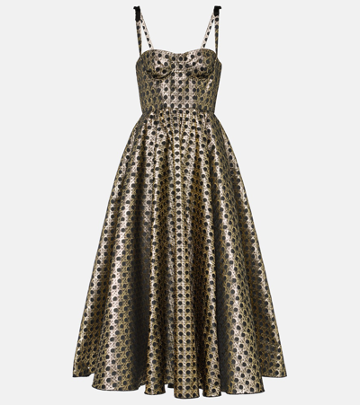 Giambattista Valli Vienna Straw-print Bustier Dress In Gold