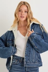 Levi's 90s Denim Shearling Medium Wash Trucker Jacket In Blue