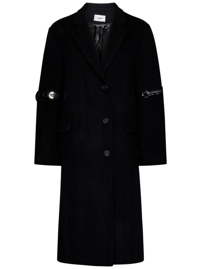 Coperni Buckle-detail Single-breasted Coat In Black