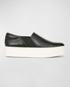 VINCE WARREN LEATHER SLIP-ON SNEAKERS