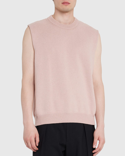 Jil Sander Men's Cashmere-cotton Sweater Vest In Cameo