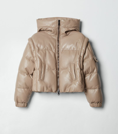 Brunello Cucinelli Kids' Leather Puffer Jacket (12+ Years) In Neutrals