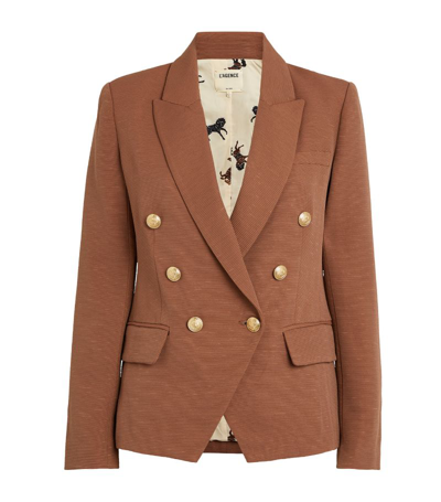L Agence Kenzie Double Breasted Blazer In Brown