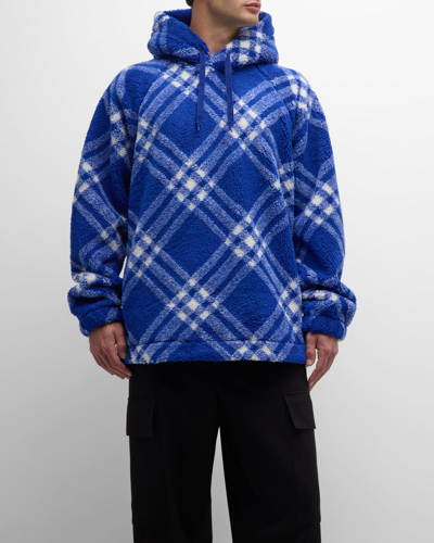 Burberry Checked Faux-shearling Hoodie In Knight