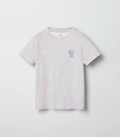 Brunello Cucinelli Kids' Cotton Logo T-shirt In Grey