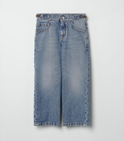 Brunello Cucinelli Kids' Monili Chain Mid-rise Straight-leg Jeans In Blue